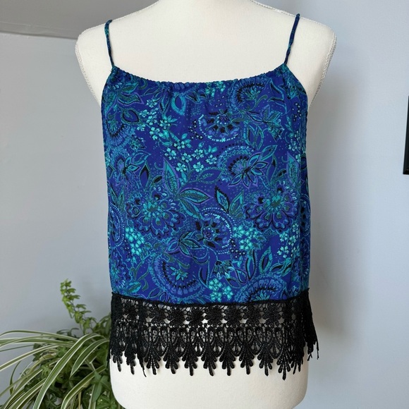 Urban Outfitters Staring at Stars Spaghetti Strap Halter Tank Embroidered Trim L - Picture 1 of 6